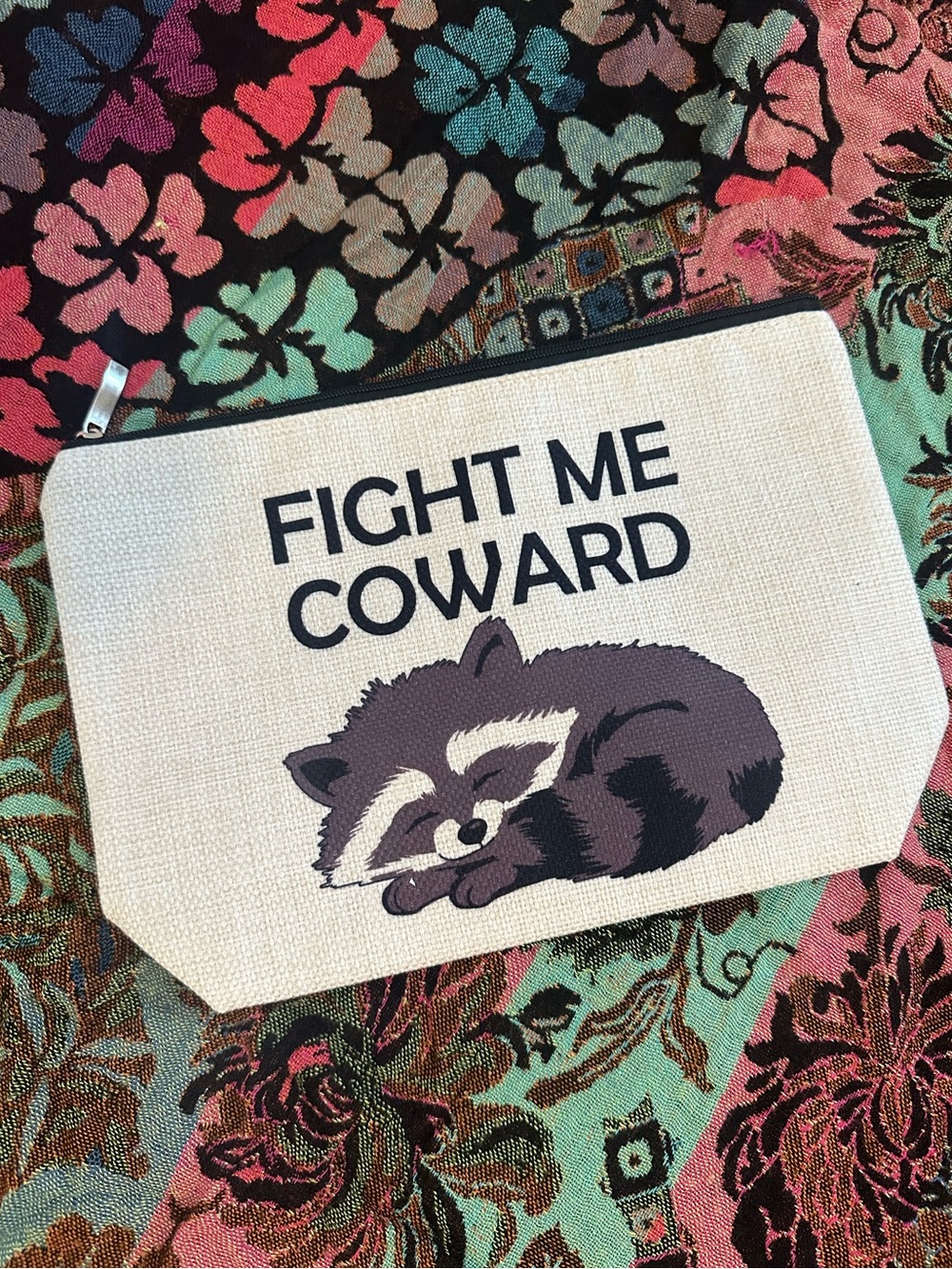 NEW “Fight Me Coward” Raccoon Makeup Bag 🦝
